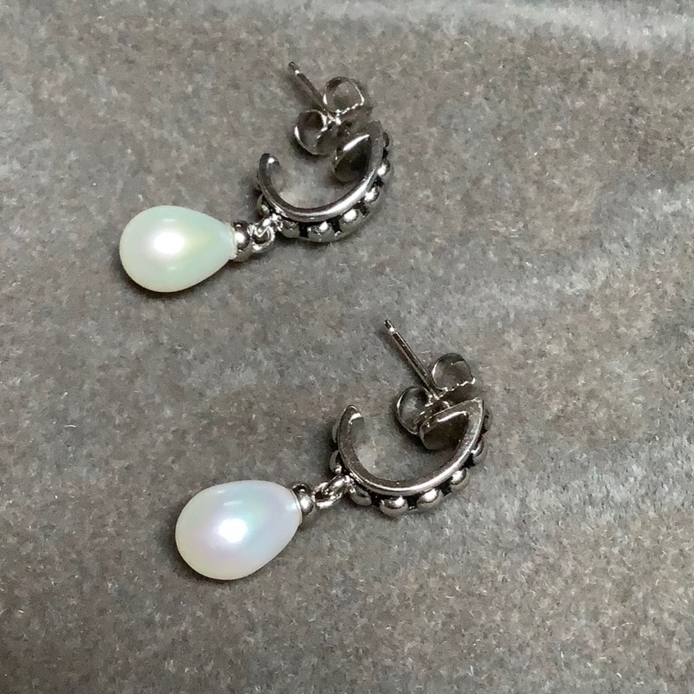 😍925 Silver Beaded Hoops NWOT 😍